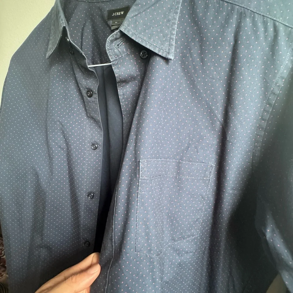 J. Crew Navy Blue Dot Dress Shirt